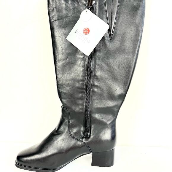 Blondo NWT Black Waterproof Leather & Natural Rubber Sole Riding Boots Sz 6.5WW - Picture 4 of 16